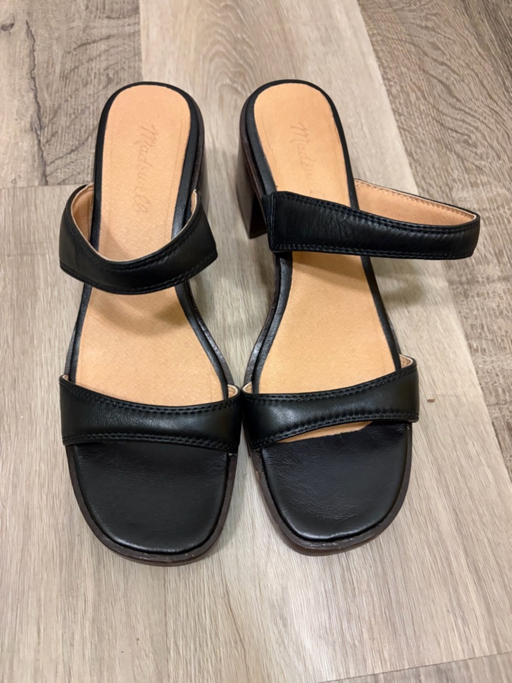 Madewell Black Women's Two-Strap Block Heel Sandals
